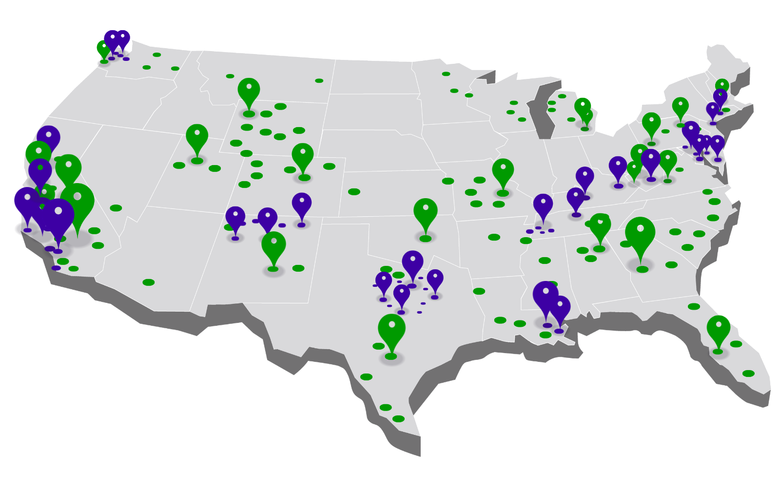 Career Team workforce centers map showing nationwide locations across the United States